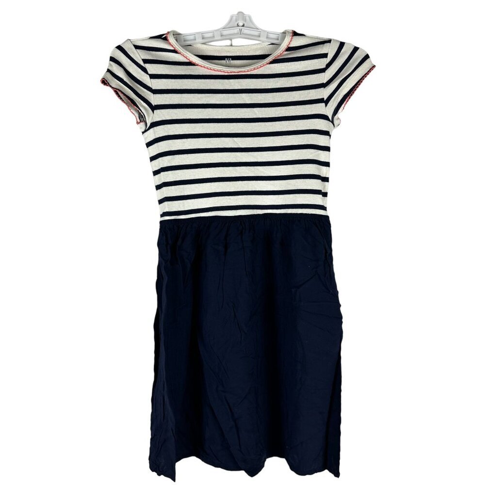GAP Kids Striped Short Sleeve Dress Navy & White Size M
